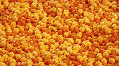 Abstract 3D Spheres with Happy Faces Waving Animation