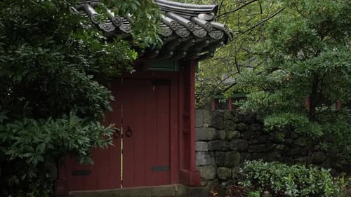 Korea's Old Landscape on a Rainy Day Walls and doors.