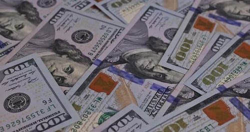 One Hundred Dollar Bills Close Up Macro Shot