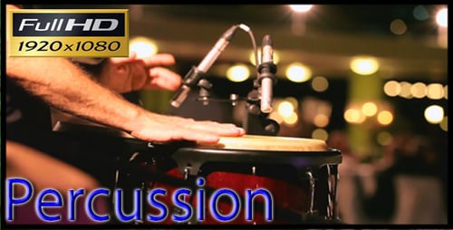 Musician Plays Conga Drums at Night