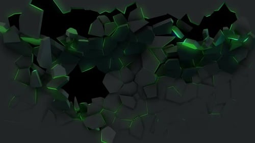 Futuristic Breaking Wall Reveal with Green Glow