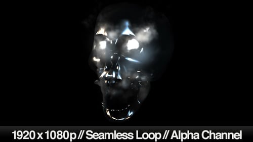 Haunted Smoking Skull Floating in the Darkness