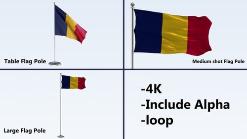 Romania Flag Waving Animation with Alpha Channel