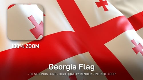 Realistic Waving Flag of Georgia National Symbol