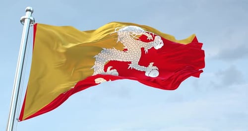 Boucle ondulant le drapeau du Bhoutan 4 K