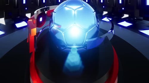 Dynamic 3D Soccer Ball with Glowing Sport Text Reveal
