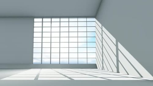 Dynamic Geometric Shadows Moving Across a Modern Room Window