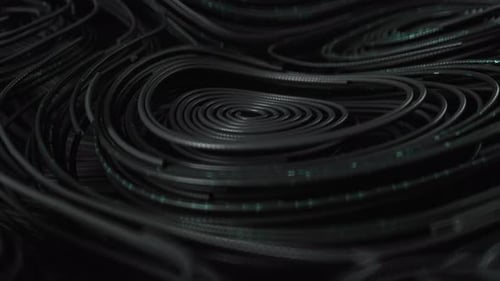 Black Topographic Circular Lines with Running Matrix Code