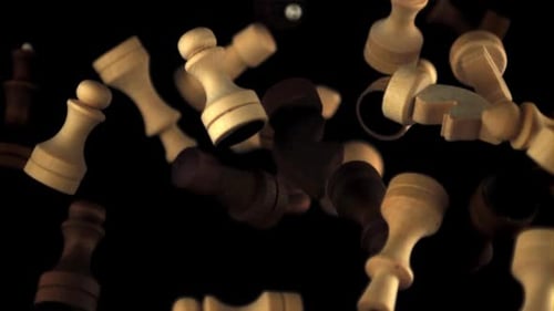 Super Slow Motion Chess Pieces Take Off and Fall Down