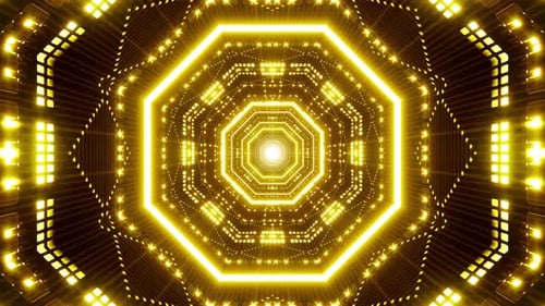 Yellow Golden Octagon Light Decorate Tunnel