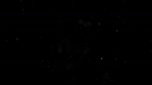 Floating White Particles on Black Background Abstract