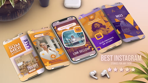 Vertical Stories Promo Reels Yellow Gold Violet E-Learning Instagram Posts