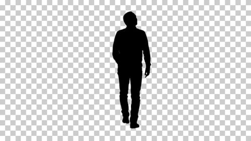 Silhouette man walking , Alpha Channel