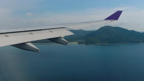 Aerial View Landscape From Descending Airplane