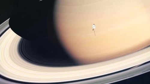 Realistic Spacecraft Flying by Saturn with Rings