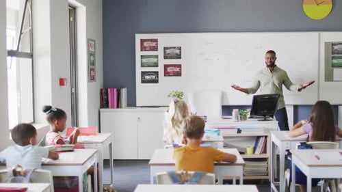Teacher Explains Math to Young Elementary Students