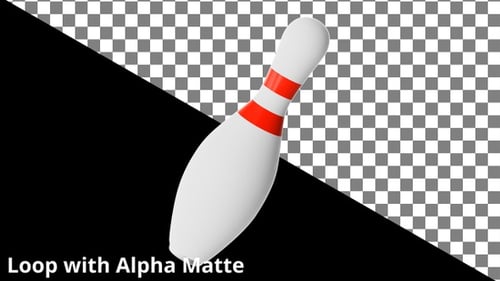 Schwimmende Bowlingpin auf Schwarz mit Alpha-Matte