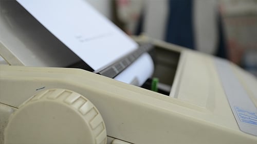 Typewriter in Use Side View