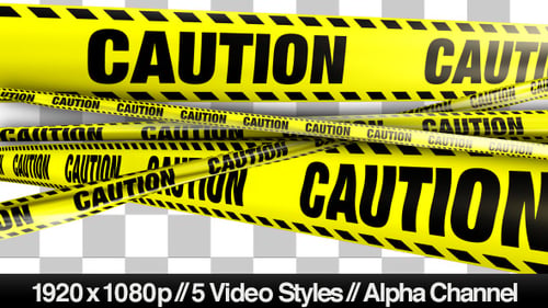 Dynamic Caution Tape Animated Warning Graphic Set