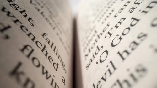 Close-up of the Words Inside a Book