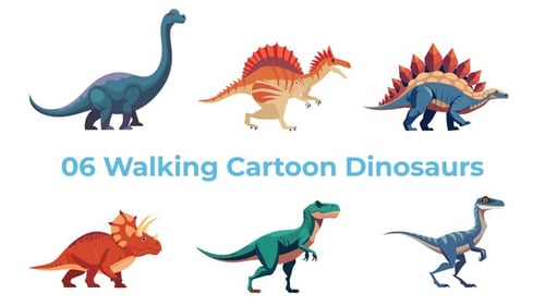 6 Walking Cartoon Dinosaurs