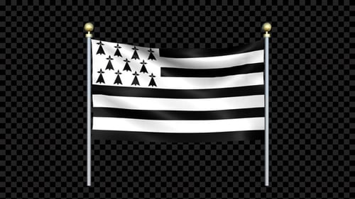 Flag Of Brittany Waving In Double Pole Looped