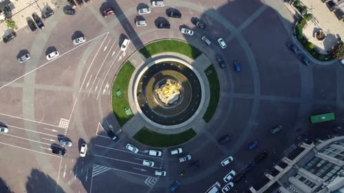 Traffic On The Square Top View