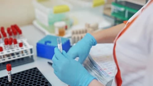 Blood Sample Vial Testing in Medical Laboratory