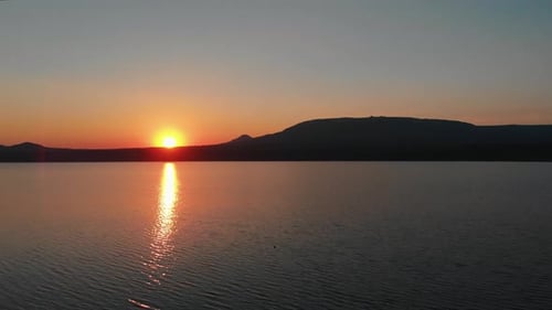 Landscape of Nature - Late Orange Sunset and Calm Water