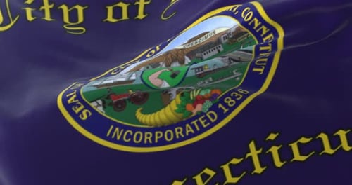 Bridgeport Connecticut Flag Waving Animation with City Seal