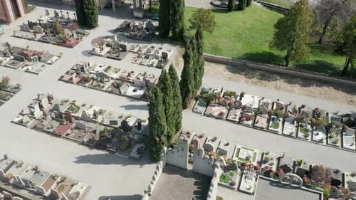 Cemetery Small Aerial View Sunny Winter