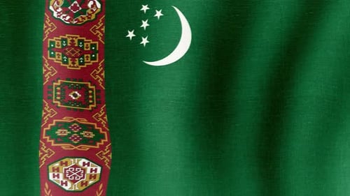 Waving Turkmenistan Flag Loop Animation with Fabric Texture
