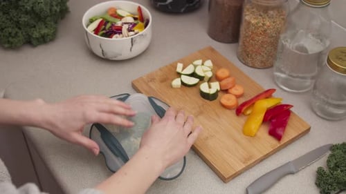 Preparing Healthy Vegetables in Kitchen for Meal Prep