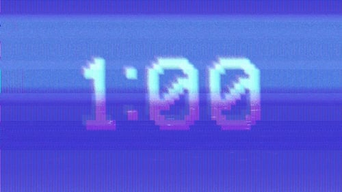 Glitch Digital Countdown Timer with Retro VHS Effect