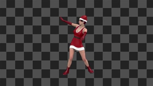 Animated Christmas Santa Woman Dancing Loop