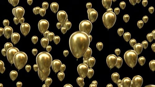 Loop Flying Golden Balloons with Alpha Channel