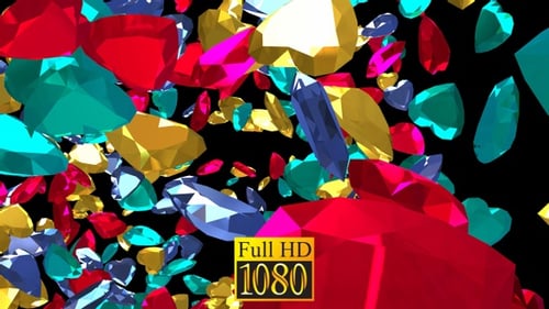 Vibrant Abstract Falling Gems and Jewel Shapes Background