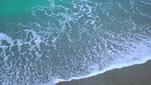 Transparent Sea Waves Washing Up on Sand Beach, Eternity, Unstoppable Force