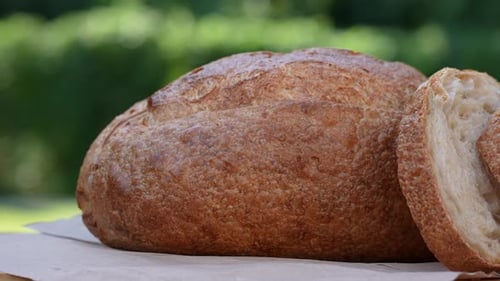 Close Up of Sliced Sourdough Bread Loaf