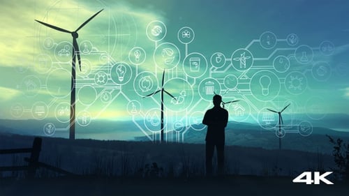 Electricity And Infographics Of The Future Ecology 4K
