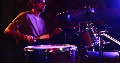 Drummer playing on drum set 4k