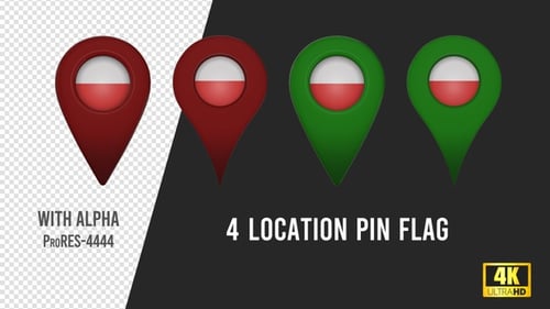 3D Animated Poland Flag Location Pin Pack