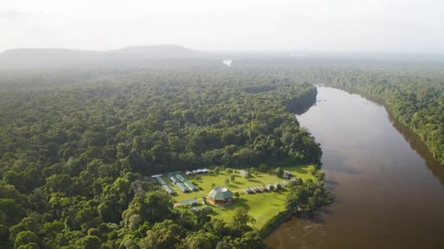 Aerial View of Resort in Remote Rainforest