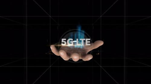 Futuristic 5G LTE Holographic Network Display on Hand