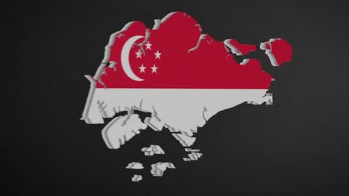 3D Animated Singapore Map with Flag Reveal