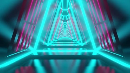 Futuristic Neon Glowing Tunnel Loop Background