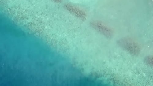 Aerial drone sky of coast beach journey by blue ocean and sand background
