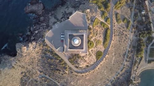 Aerial White Lighthouse Lighthouse Stock Video Footage (2)