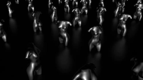 Abstract Metallic Female Torso Figures Dancing Loop