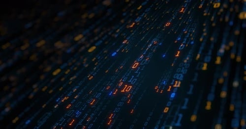 Futuristic Digital Binary Code Data Stream Background